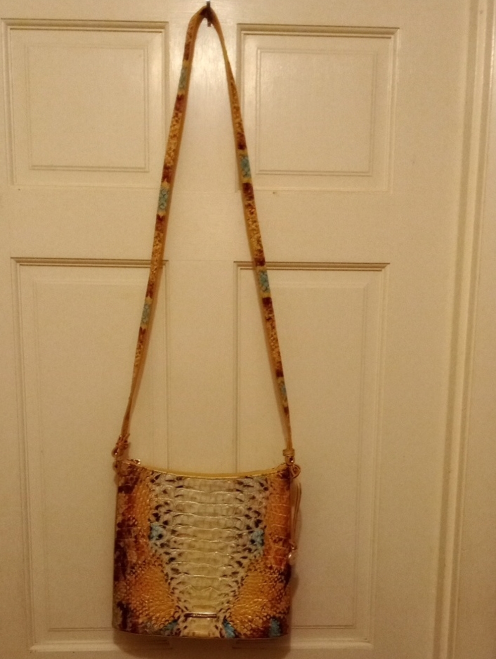 Brahmin Katie Sunny Viper Leather.Yellow Multicolor Crossbody
